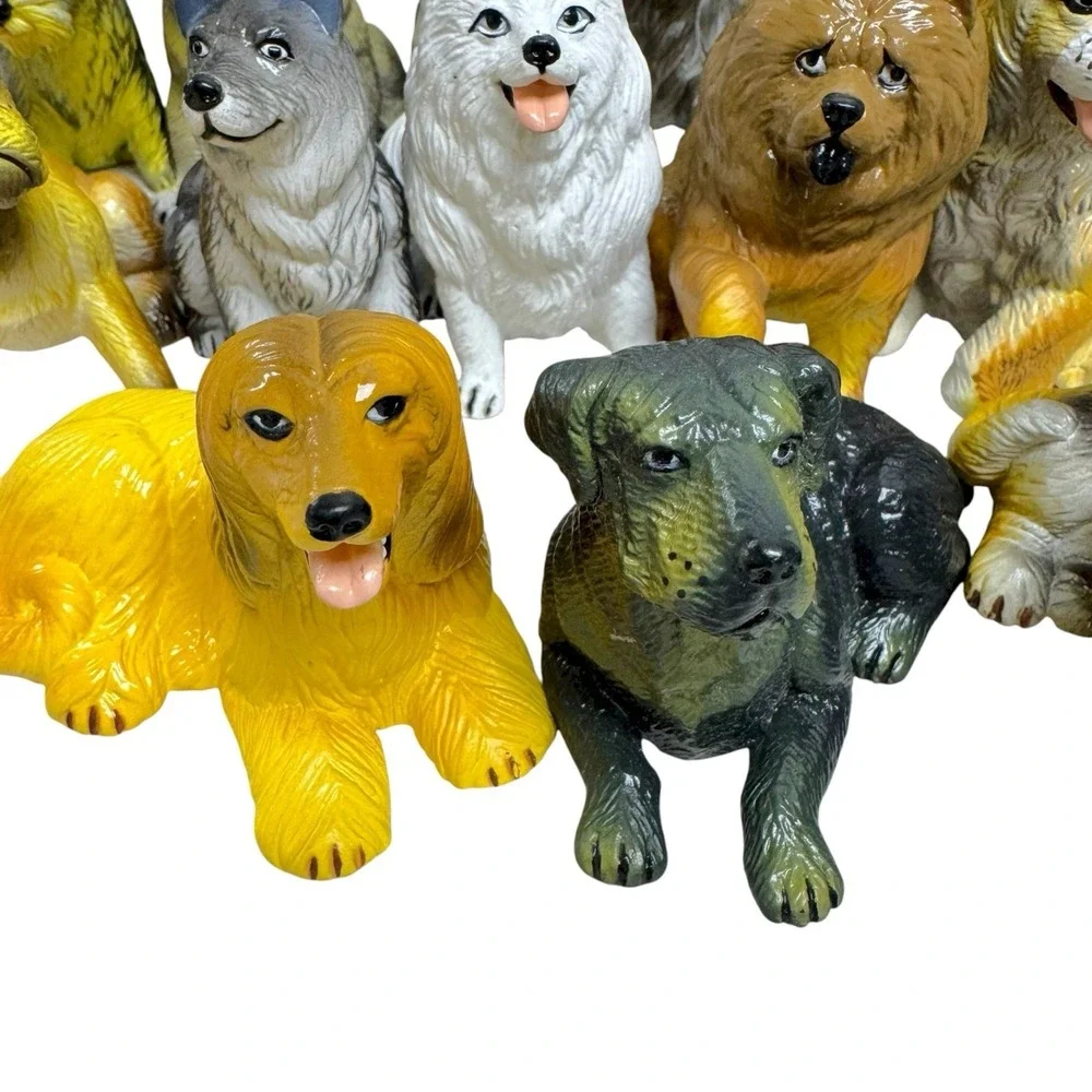 Vtg 1988 NEW-RAY‎ Dog Novelty Collectible Rubber Figurines Misc Breeds Lot Of 16